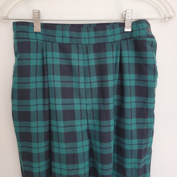 Vintage Tartan Plaid Pants Pleated Preppy Hunt Club Green Holiday Women 9 - Picture 3 of 10